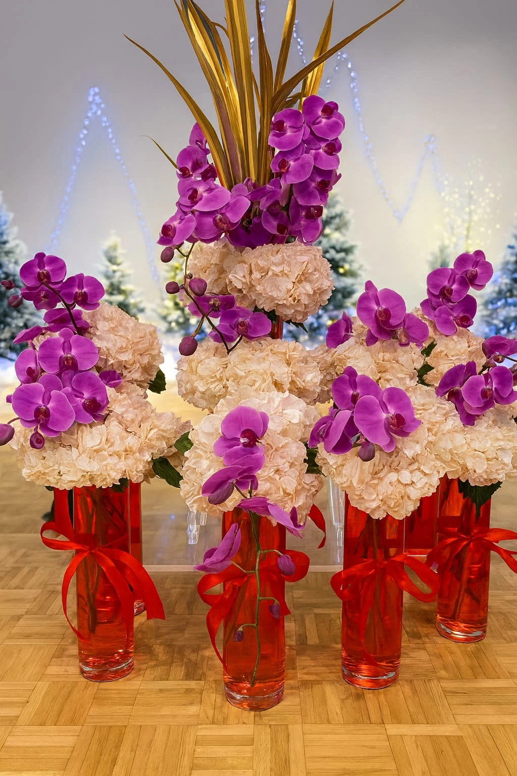 Orchidée de Noël rouge et festive